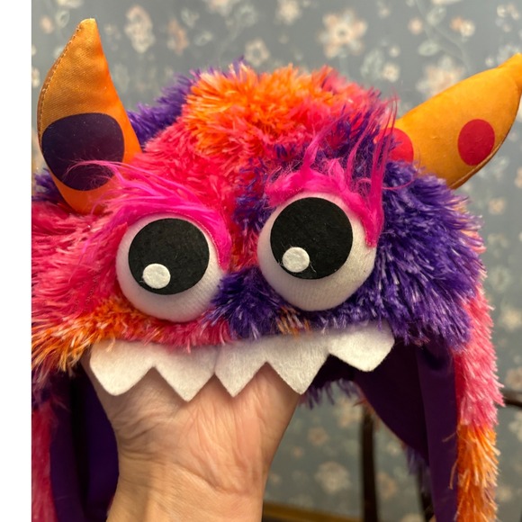 Monster Costume Dress Up Halloween Outfit Hat & Sleeves Orange Purple Kids - Picture 11 of 15